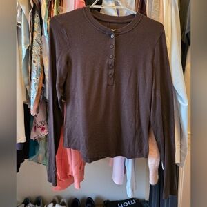 lululemon Hold Tight Long Sleeve Henley Shirt Top Expresso